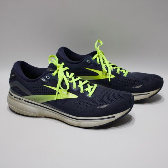 Brooks Ghost 15 Running Walking Shoes Navy Blue Neon Yellow Men Size 12D main image 13